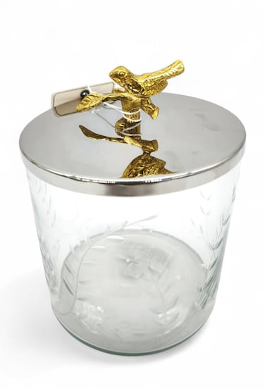 Glass Canister With Silver Lid 18Cm