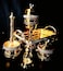 Incense Burner Set With Gold And Crystal Stone Design