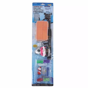 Kids Spinning Reel, Deluxe Telescoping Fishing Rod And Reel, Adjusting Drag, 5 Feet- Black