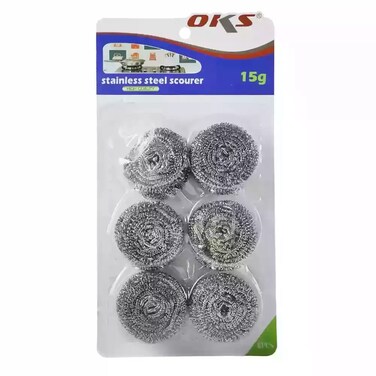 Oks Heavy Duty Stainless Steel Wire Scrubber For Dishes Pots And Pans- 6Pcs