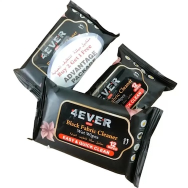 4 Ever Black Fabric Cleaner Wet Wipes For Easy And Quick Clean- 3X12pcs