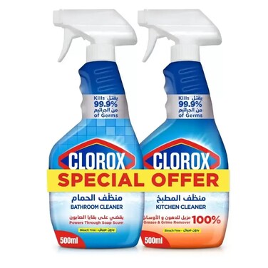 Bleach Free Kitchen Cleaner And Bathroom Cleaner 100percent Grease And Grime Remover- 2X500ml Special Offer