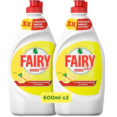 Max Plus Lemon Fragranced Dishwashing Liquid, ALternative To Bleach- 2X600ml