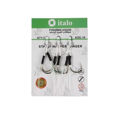 Italo Twin Glow Fishing Hooks Fishing Accessories And Equipment Size 1# - 3Pcs