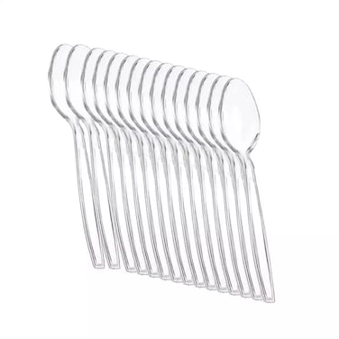 Falcon Disposable Clear Plastic Tea Spoons 6.5 Inch Size- 50Pcs