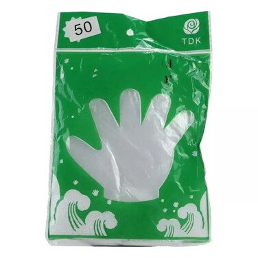 Tdk Disposable Transparent Plastic Gloves Set - Green