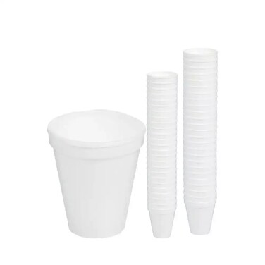 Disposable White Foam Cups For Hot And Cold Beverages 6 Oz Size- 25Pcs