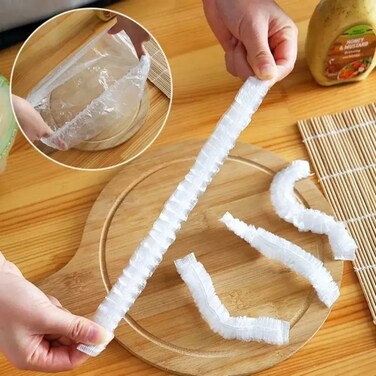 Stretchable Anti Odor Disposable Plastic Food Wrap Transparent For Fruits And Vegetables- 250Pcs