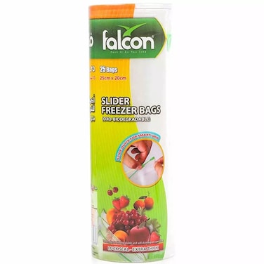 Falcon Slider Freezer Bags Oxo Biodegradable Lock Seal To Keep Food Safe And Long Time Size 25X20Cm 25 Bags