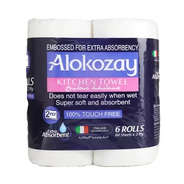 Alokozay Kitchen Towel Extra Absorbent Tissue- 6 Rolls