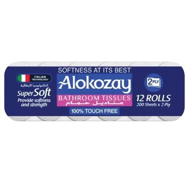 Alokozay Bathroom Tissues Super Soft Tissues- 200 Sheets X 2 Ply