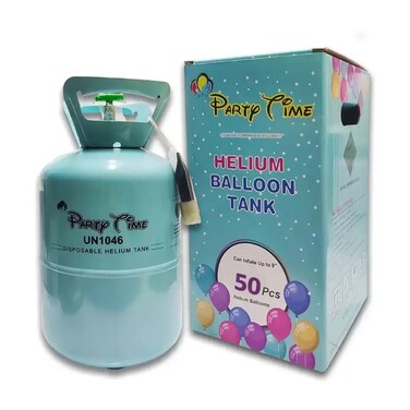 Party Time Disposable Helium Balloon Tank, Inflate Up To 50Pcs Balloon 9Inch- 3.5Kg