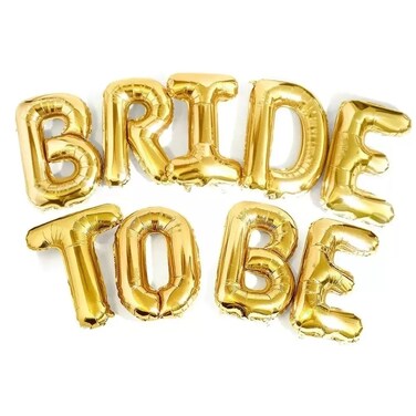 Non Floating Bride To Be Foil Balloons Set 16Inch For Bachelorette Party- Golden Pack Of 3