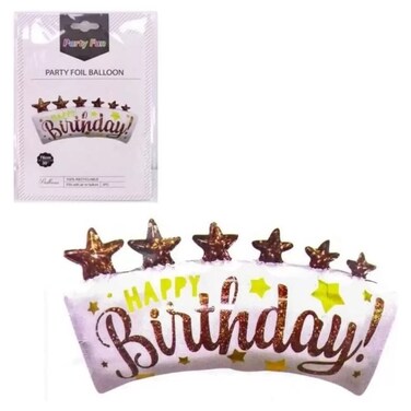 Party Fun Happy Birthday Printed Party Fun Foil Balloon With Star- 76Cm Pack Of 3