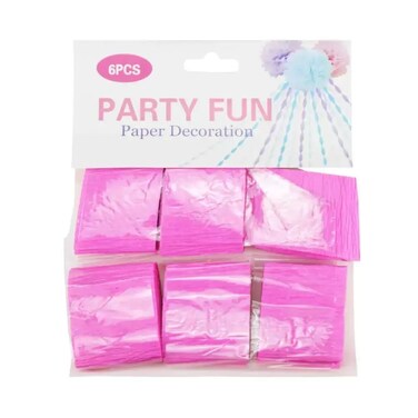Crepe Paper Streamer Rolls Hanging For Party Decoration Baby Shower Birthday Pack Of 6 Pcs- 5 X 230 Cm- Pink Pack Of 3