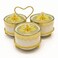 Porcelain Snacks Bowl Set With Glass Lid And A Heart Shaped Golden Steel Stand- 3pcs Set