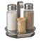 Glass Seasoning Bottle Set Of Salt Pepper And Toothpick Bottle In Silver Hook Stand- 3pcs Set
