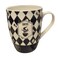 Ceramic Black and White Checkboard Designed Coffee Mug with Handle- Black