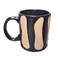 Ceramic Black Straight Strips Designed Stoneware Coffee Mug- Multicolor