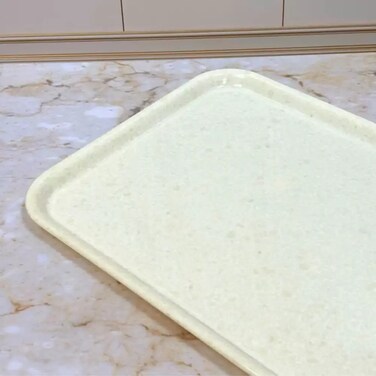 Dynasty Melamine Marble Designed 16 Inch Rectangle Tray- Ivory