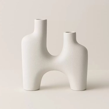 Modern Decorative Ceramic Flower Vases And Planters In Two Vase Attached Design- White
