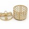 Crystal Round Jewelry Box With Crystal Stone In Metal Frame And Bow Knot Lid 12X14Cm- Golden