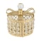 Crystal Round Jewelry Box With Crystal Stone In Metal Frame And Bow Knot Lid 12X14Cm- Golden