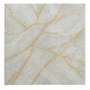 Decorative White Marble Texture With Yellow Veins Designed Wall Sticker Wallpaper- 60X60Cm
