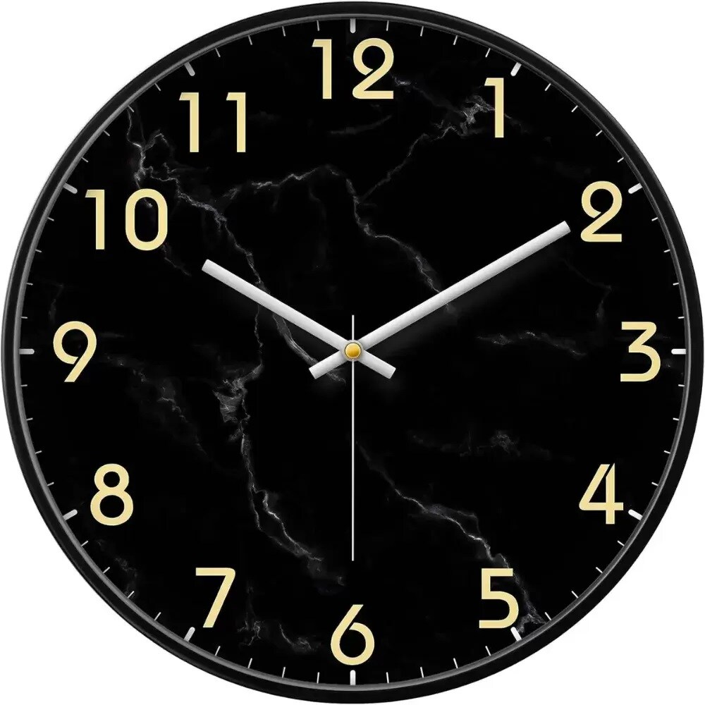 Buy Round Black Marble Patterned Analogue Wall Clock- Black Online ...