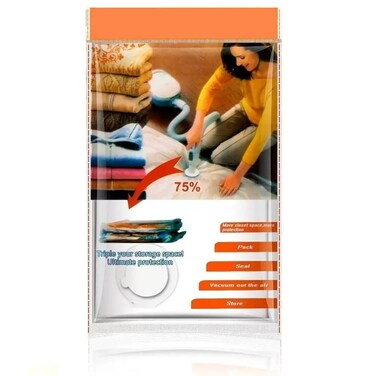 Vacuum Plastic Double Zip Seal Space Saver Storage Bag 70X100Cm