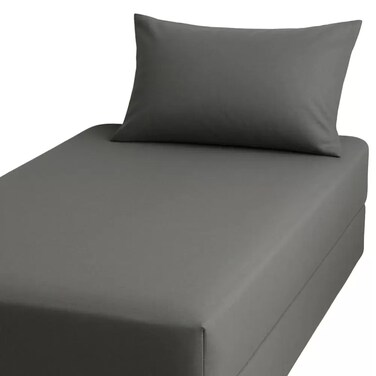 Kovar Single Fitted Bed Sheet Set 120X200Cm With Pillow Cover 50X75Cm Gray