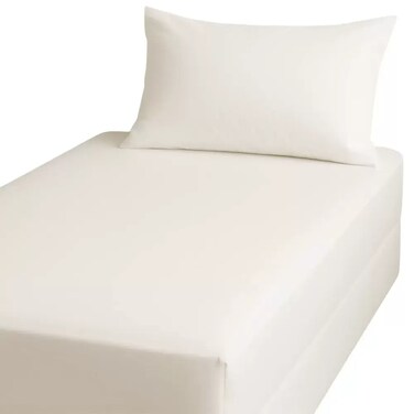 Kovar Single Fitted Bed Sheet Set 120X200Cm With Pillow Cover 50X75Cm White