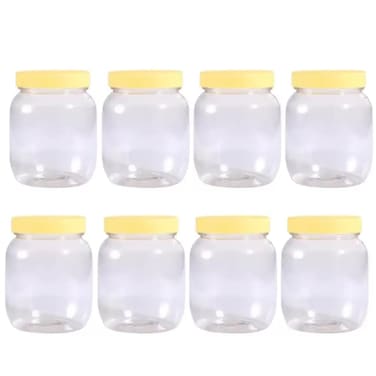 Kovar Plastic Pet Jars Unbreakable Odourless Leak Proof Jars With Yellow Lids- 8X750Ml