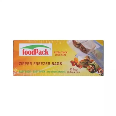Foodpack Zipper Freezer Bags Easy Lock Easy Open Oxo Biodegradable- 16.5X15 Cm- 60 Bags