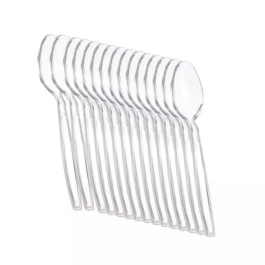 Foodpack Disposable Clear Plastic Tea Spoons 5Inch Size- 50Pcs