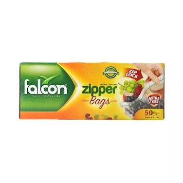 Falcon Zipper Freezer Bags Easy Lock Easy Open Oxo Biodegradable- 18X21 Cm- 50 Bags