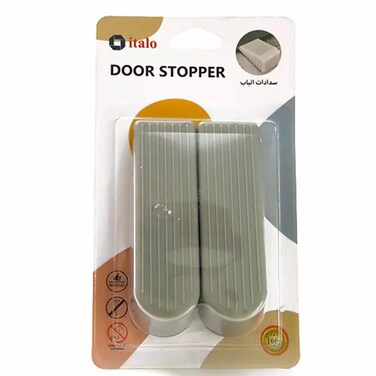 Italo Door Stopper, Non-Toxic Doorstops Plastic Door Stopper Line Design, 2Pcs, Gray
