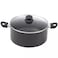 Casserole Aluminum 2 Layer Non-Stick Pan Glass Lid, Black 28Cm
