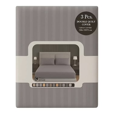 Kovar King Size 3Pcs Fitted Bed Sheet Set 200X200Cm With Pillow Cover 50X75Cm Gray