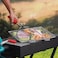 Teweijia Handheld Foldable Non Stick Stainless Steel Bbq Grill Net With Removable Wooden Handle- Silver