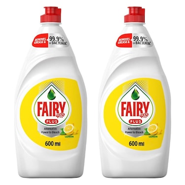 Fairy Plus Lemon Fragranced Dish Washing Liquid- 2X600ml