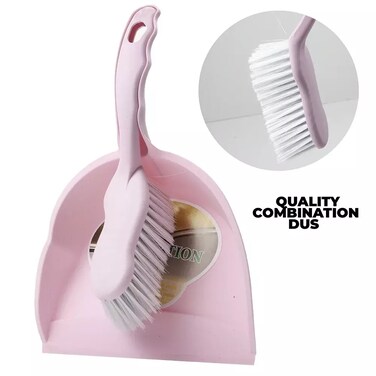Dust Pan And Brush Set, Hand Broom With Durable Stiff Bristles- Light Purple