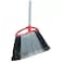 Floor Sweeping Broom With Long Stainless Steel Handle And Flagged Bristles- Red