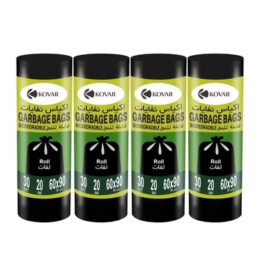 Day To Garbage Roll, Heavy Duty Trash Bag, 30 Gallon, 20 Sheets, Garbage Bag Black, Small, Pack of 4- 60X90cm