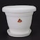 Plastic Garden Pots Containers Tree Planters With Tray, White- 14X12 Cm