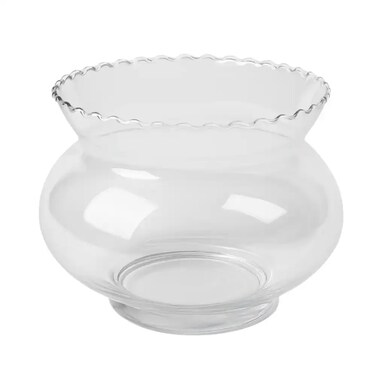 Multifunctional Transparent Glass Pot With Scalloped Edge- 22X15Cm