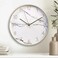 White Marble Designed Round Analogue Wall Clock With Gold Frame- Golden