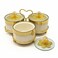 Porcelain Snacks Bowl Set With Glass Lid And A Heart Shaped Golden Steel Stand- 3pcs Set