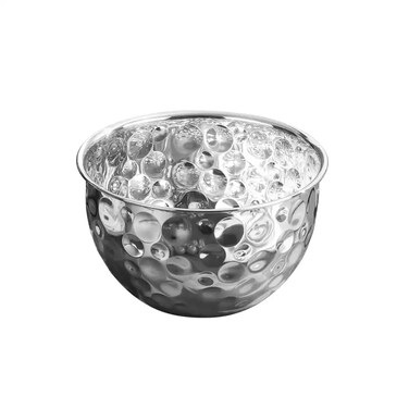 Stainless Steel Round Hammered Serving Bowl For Multipurpose Kitchen Use 20X12cm- Silver