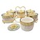 Porcelain Snacks Bowl Set With Glass Lid And A Heart Shaped Golden Steel Stand- 6pcs Set